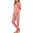 thumbnail image 2 of Cethrio Girls Activewear Outfit Sets Size 14, Summer Short Sleeve Casual 2 Piece Kids' Athletic Clothing Sets Pink, 2 of 6