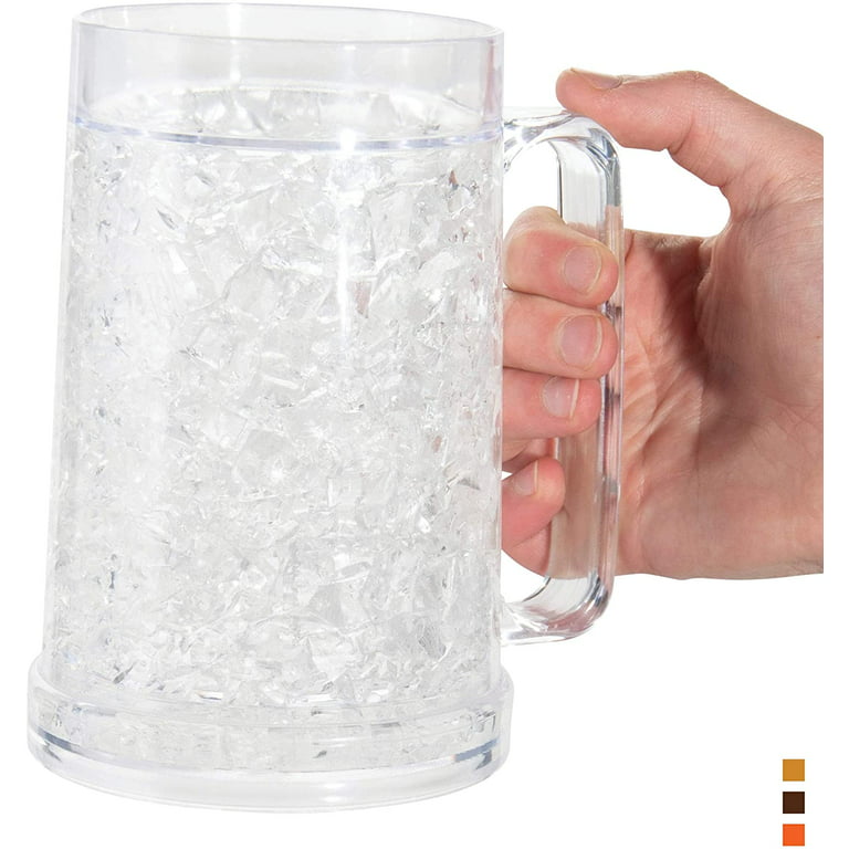 Luxail Freezer Beer Mug, Double Wall, Insulated Gel Plastic Pint