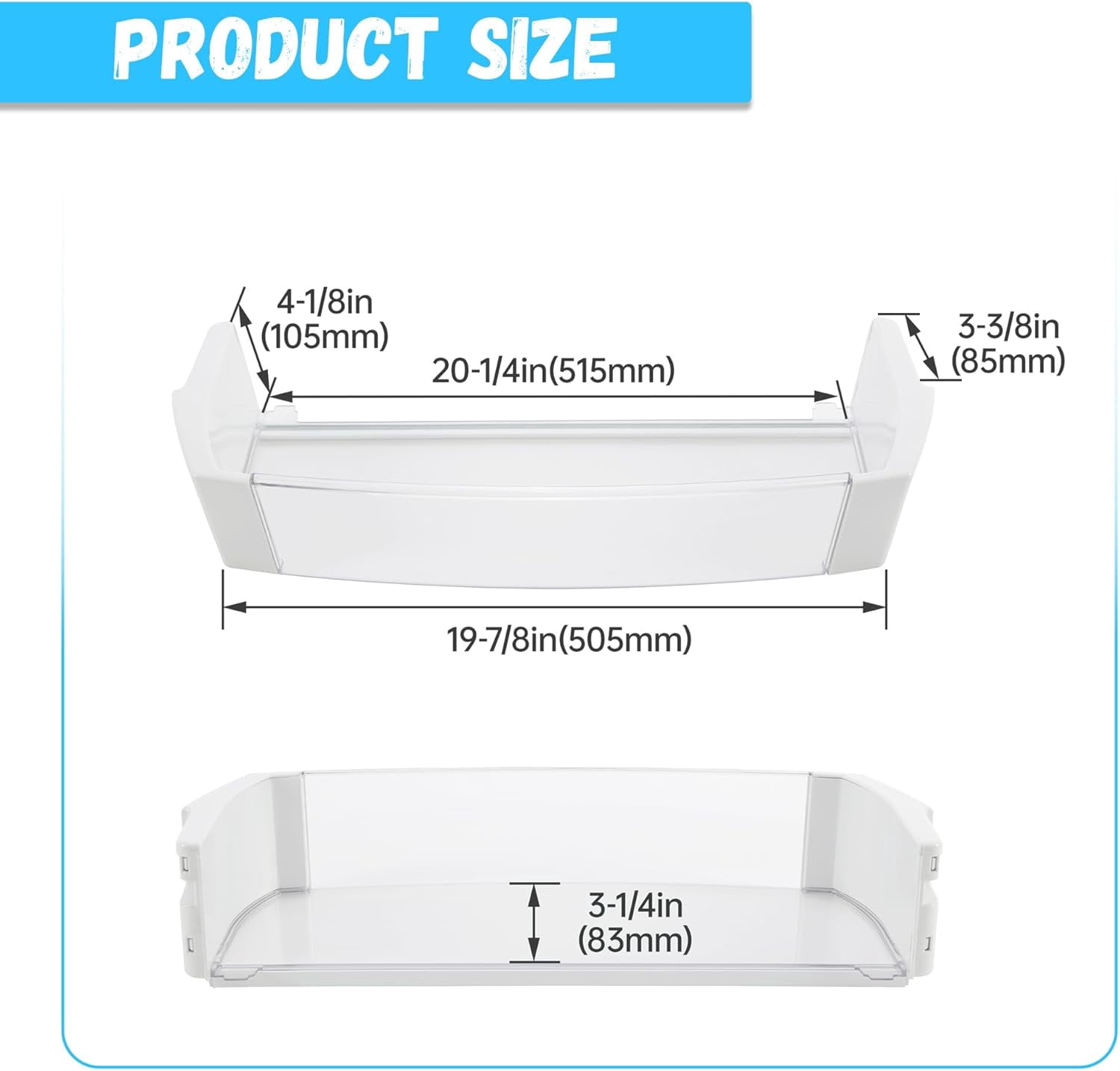 Kojem WR71X10409 AP3185150 Door Shelf Bin Rack for GE Refrigerator Gallon Bin Clear ＆ White