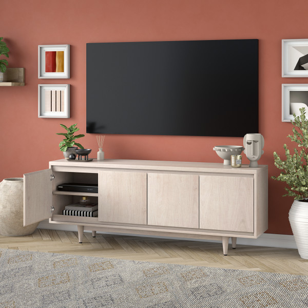 Aelin Rectangular TV Stand for TV's up to 75" in Alder White