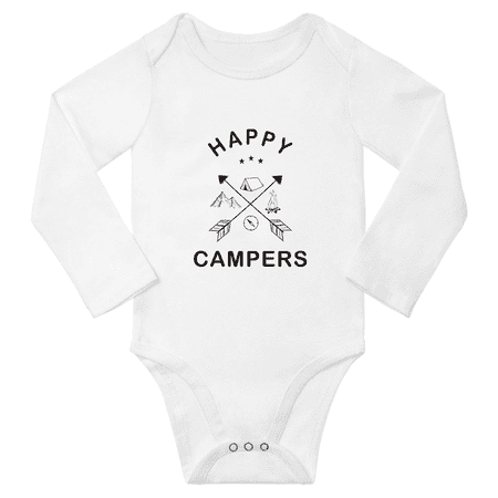 

Happy Campers Camping Funny Baby Long Sleeve Bodysuit Boy Girl Unisex (White 12-18M)