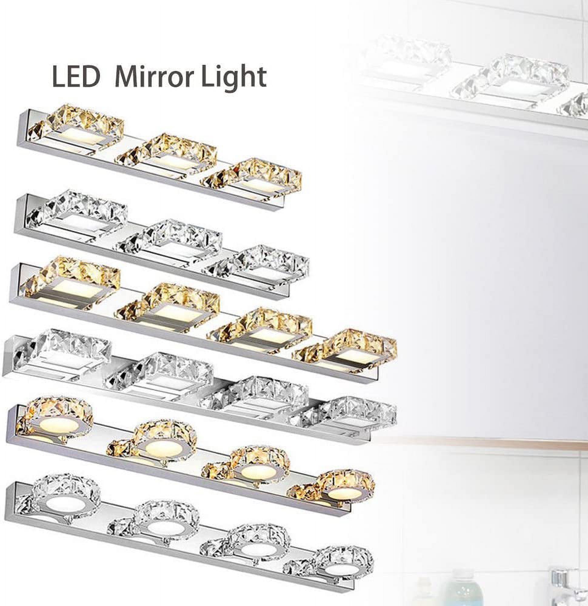 Fetcoi, Bathroom Lighting Bath Wall Sconces Lighting LED Crystal Mirror Front Makeup Fixture Vanity Lights(4 Warm Lights)