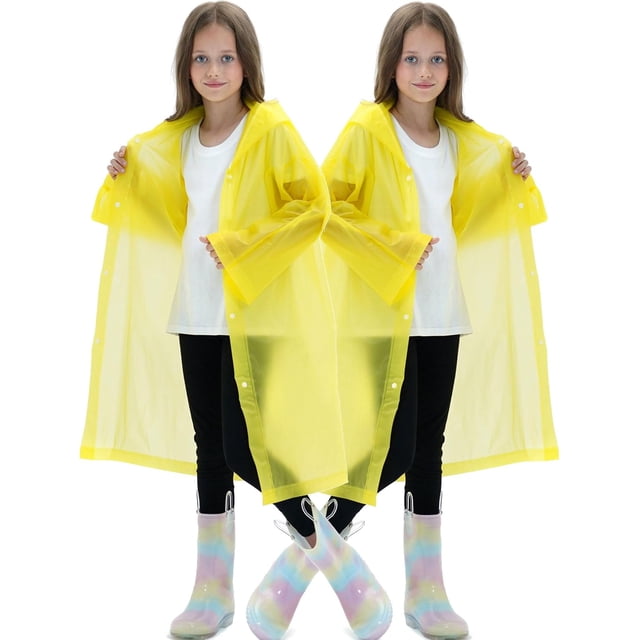 Lot de 2 Imperméables pour Enfants, Ponchos de Pluie Réutilisables avec Capuchon et Manches Imperméables pour Garçons et Filles