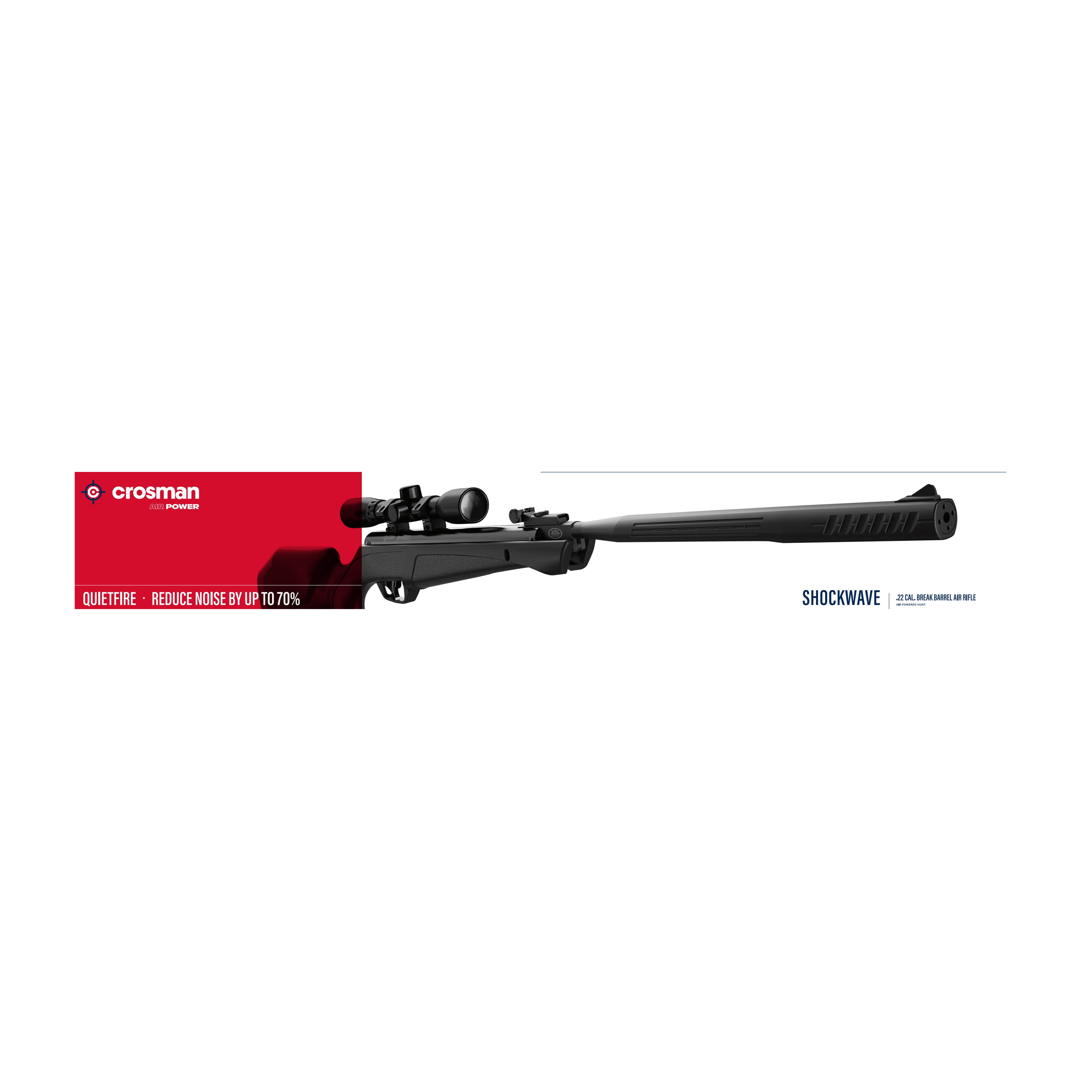 Crosman Shockwave Pellet Air Rifle Nitro Gas Piston with Scope, .22 Caliber, 950fps, Break Barrel, Black