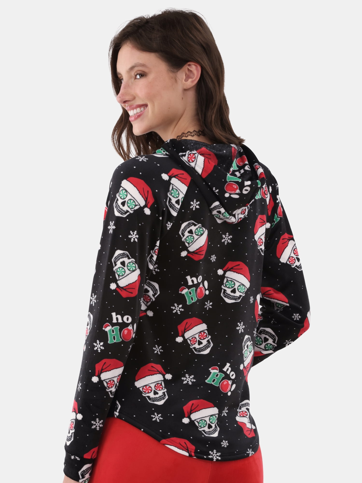No Boundaries Plush Christmas Pullover Hoodie, Women's