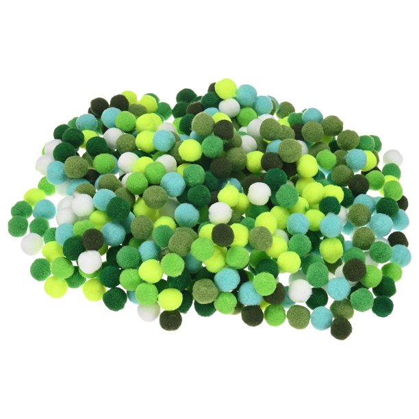 Uxcell 1000-Pack Pom Poms para Manualidades, 0.39" (10mm) Poliéster Serie Verde Suave y Esponjoso Bolas de Pompones Multicolor