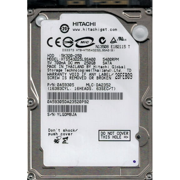 Hitachi HTS543225L9SA00 P/N: 0A59305 MLC: DA2352 250GB