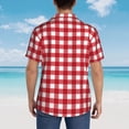 thumbnail image 4 of Balery Red Checkboard Camisas hawaianas de manga corta para hombre, camisas playeras de corte holgado, camisas de vacaciones con botones,Large, 4 of 7