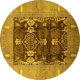 thumbnail image 1 of Ahgly Company Machine Washable Indoor Round Oriental Yellow Industrial Area Rugs, 3' Round, 1 of 4