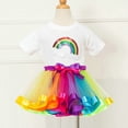 thumbnail image 4 of AURIGATE Toddler Baby Girl Skirt 2PCS Girls Rainbow Printing T Shirt + Girls Skirt Party Skirt Outfits Sets, 4 of 5