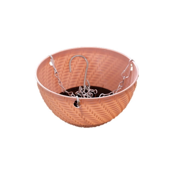Secfreeship Heavy Duty Hanging Flower Pots for Outdoor, Metal Chain Basket Planter, Self-Watering Flower Plant Pot Container for Home Balcony Decoration, pink (5.9"x3.3")
