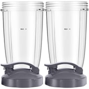 Blender Cups Flip-Top To-Go-Lids 2 Pack 24oz Replacement for NutriBullet 600W Pro 900W