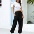 thumbnail image 2 of Pantalones deportivos de cintura elástica para mujer, pantalones deportivos largos de color sólido, 2 of 5