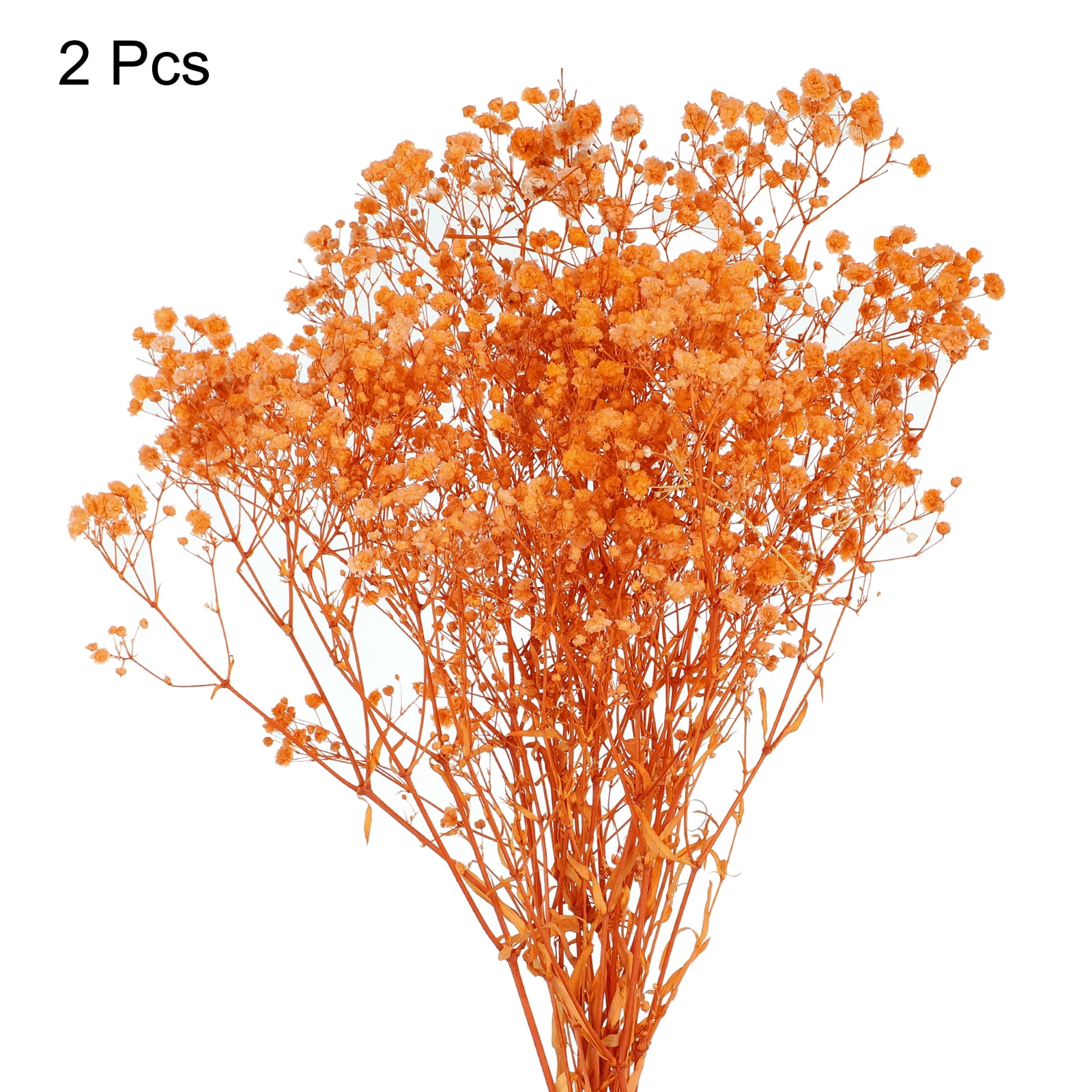 Uxcell Dried Baby's Breath Flowers 12 Inch Gypsophila Orange Natural Baby's Breath Branches for Wedding Party Home Decoration 2 Pcs