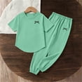 thumbnail image 4 of Girls Jogger Set Sport 2 Piece Set Short Sleeve T Shirt and Sweatpants Soft Matching Casual Outfit Mint Green 5-6Years, 4 of 7