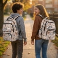 thumbnail image 3 of HUIACONG Khaki Dog Soccer Print School Backpack for Kids Teens Age 7-19 Multi Pocket Water Resistant Bookbag Adjustable Padded Straps Lightweight Durable Travel Daypack, 3 of 7