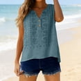thumbnail image 2 of Womens Linen Embroidered Tank Tops Womens Tank Tops Loose Fit Womens Sleeveless Tops Floral Gauze Sleeveless Peasant Blouse Loose Tank Tops Sleeveless Linen Tops Green 3XL, 2 of 9