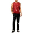 thumbnail image 2 of INSPIRE CHIC Metallic Tank Tops for Men's Holographic Sleeveless T-Shirt Disco Party Shiny Vest L Red, 2 of 5