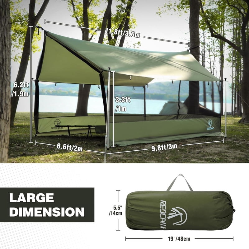 REDCAMP Screen House, Pop Up Tent Portable Mesh Shelter with Full Walls, Waterproof Outdoor Canopy for 4-6 People Tents for Camping, Hiking, Bushcraft, Backpacking, Hunting