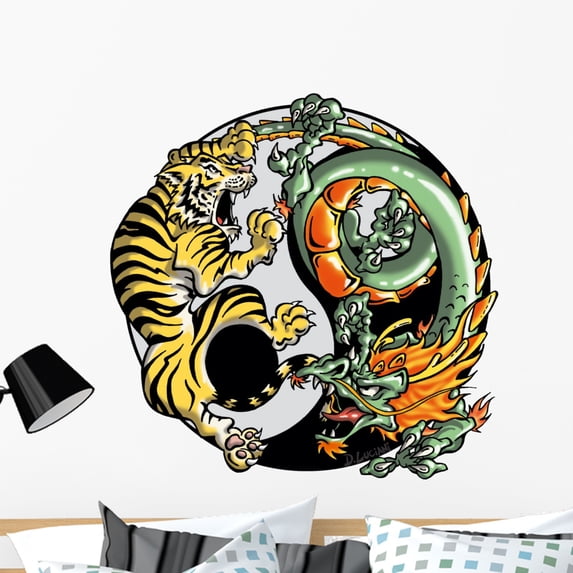 Tigre E Dragone Tao Wall Mural by Wallmonkeys Peel and Stick Graphic (36 in W x 36 in H) WM167671