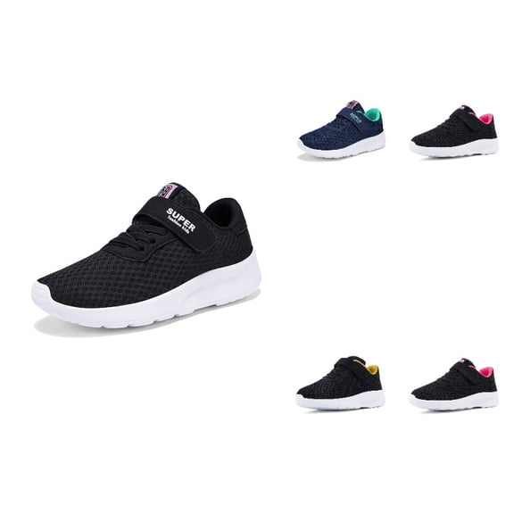 SGMVNU Girls Boys Running Shoes Lightwight Breathable on Athletic Sport Sneakers for Children Black Size 30