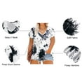 thumbnail image 2 of CASSIE LIZ Plus Size Women's Tops Gray White Tie Dye Short Sleeve Shirts Spring Fashion Clothes V Neck Puff Tee Shirts Casual Loose Fit Blouses Summer Tunics XL 14W 16W, 2 of 6