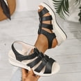 thumbnail image 2 of HomeDM Womens Wedge Sandals Comfort Platform Open Toe Ankle Strap Summer Casual Beach Sandals, Black Size 6.5, 2 of 9
