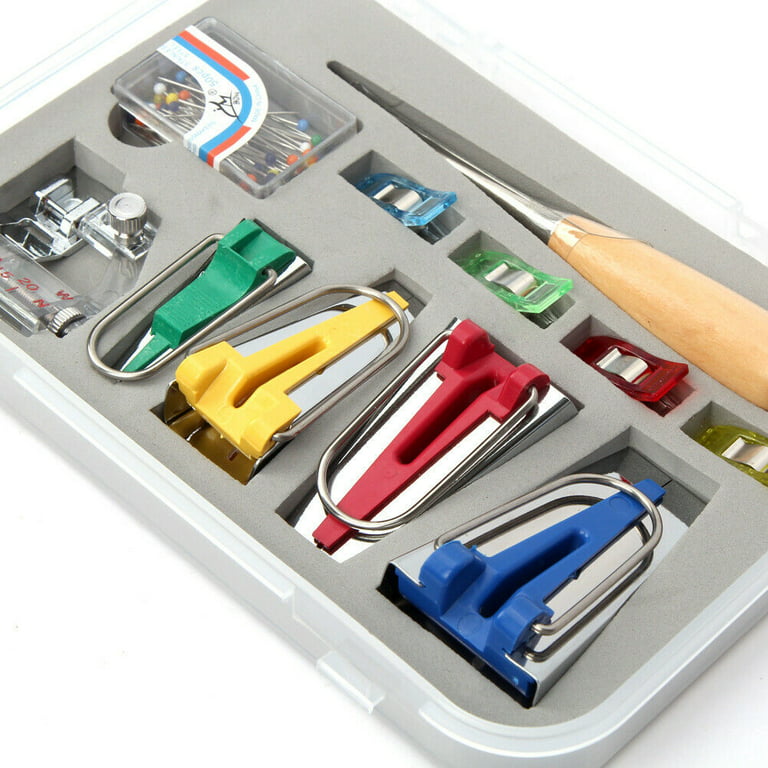 Bias Tape Maker Kit Set Sewing Quilting Awl&Binder Foot Case Tool+Rotar ×