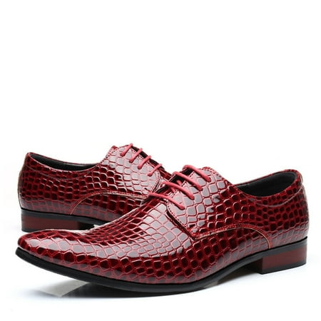 HaiMao Men s Dress Shoes Clearance Leather Oxfords Luxury formal Business Suit Shoes Red 8(41)