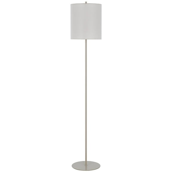 Plue 63 Inch Floor Lamp, Chrome Pole Round Base, Off White Drum Shade