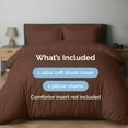 thumbnail image 3 of CGK Linens 3-Piece Premium Duvet Cover Set - Queen Size Soft Comforter Cover With Zipper & Matching Pillowcases, Brown, 3 of 7