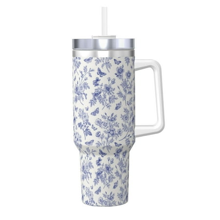 

Matuu Floral Butterfly for 40OZ Ice Cup with Handle Durable Thermal Cups Keep Drinks Cold and Hot Insulated Car Mug with Lid