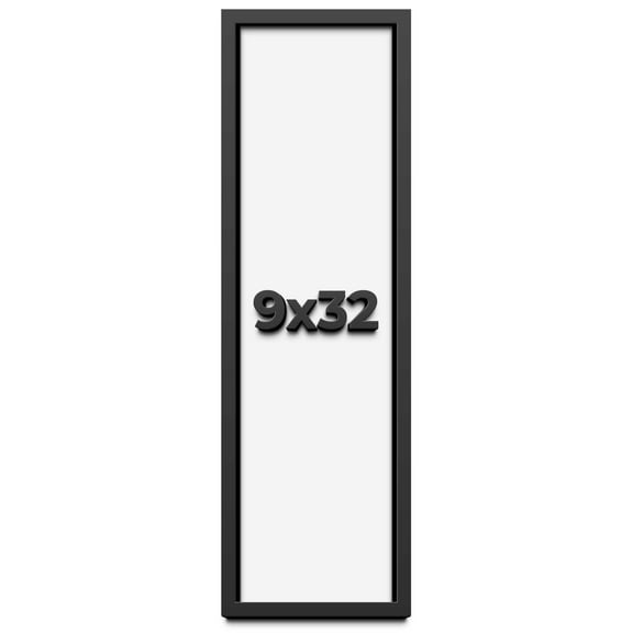 9x32 Shadow Box Frame Black | 1 inches Deep Real Wood Contemporary Shadowbox Display Frame | UV