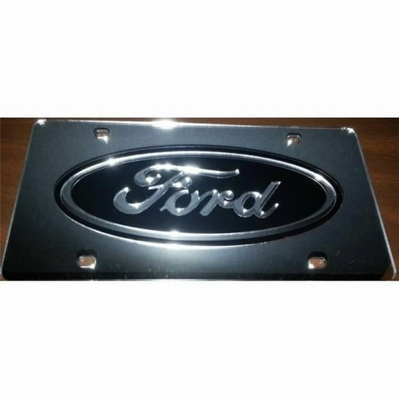 212 Main FRDBLKSLV 6 x 12 in. Ford Black Logo on Silver Laser License Plate