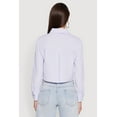 thumbnail image 5 of Womens Striped Long Sleeve Button Front Cropped Shirt, 5 of 5