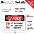 thumbnail image 2 of No Swimming No Lifeguard On Duty OSHA Danger Vinyl Decal Label 18 Inch x 12 Inch - 5 Pack, 2 of 6