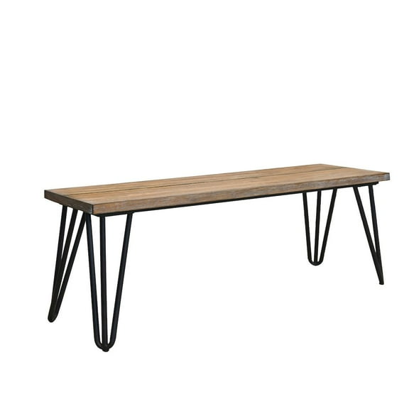 Roundhill Furniture Aryven Industrial Wood Dining Bench, Rustic Dark Pine Finish
