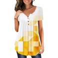 thumbnail image 2 of B91xZ Womens Vêtements d'Été T-Shirt à Manches Courtes en Coton Col Rond, Jaune S, 2 of 4