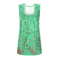 thumbnail image 4 of up to 60% off Gifts Usmixi Womens Tank Tops Beach Fashion Loose Fit Pleated Swing Lightweight Tshirts Vest Summer Trendy Plants Print Square Neck Sleeveless Shirts Blouse Green s, 4 of 4