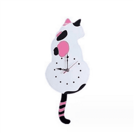 New Arrivals White-Cat Pendulum Wall Clock,Cat Clock