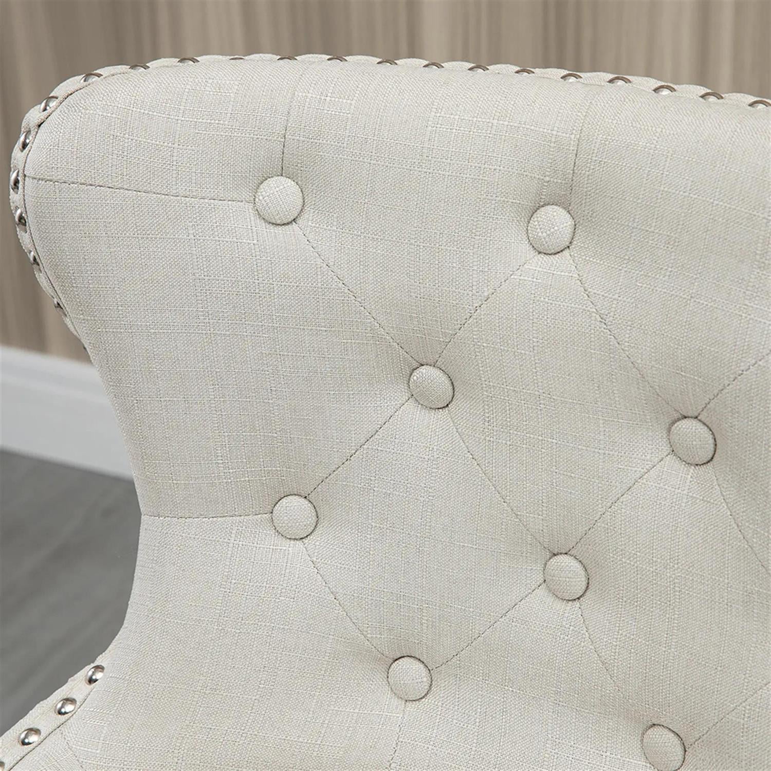 Demi Bonn Modern Memory Swivel Bar Stool Set of 4, Cushioned Bar 30" Seat Height Stool with Tufted Back, Nailhead-Trim and Solid Wood Legs, White