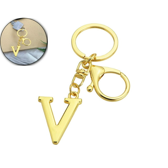 Dvruxg Alphabet Metal Keychain, Golden Letter Pendant Charm, Personalized Bag Accessory for Christmas Gifts & Daily Key Organization