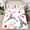 thumbnail image 2 of Castle Fairy Vintage Paris Eiffel Tower Twin Sheet Sets 3pcs for Teens Girls Female,Romantic Love Heart Twin Fitted Sheet Microfiber,Happy Valentine's Day Breathable Flat Sheet,Ultra Soft Home Decor, 2 of 7
