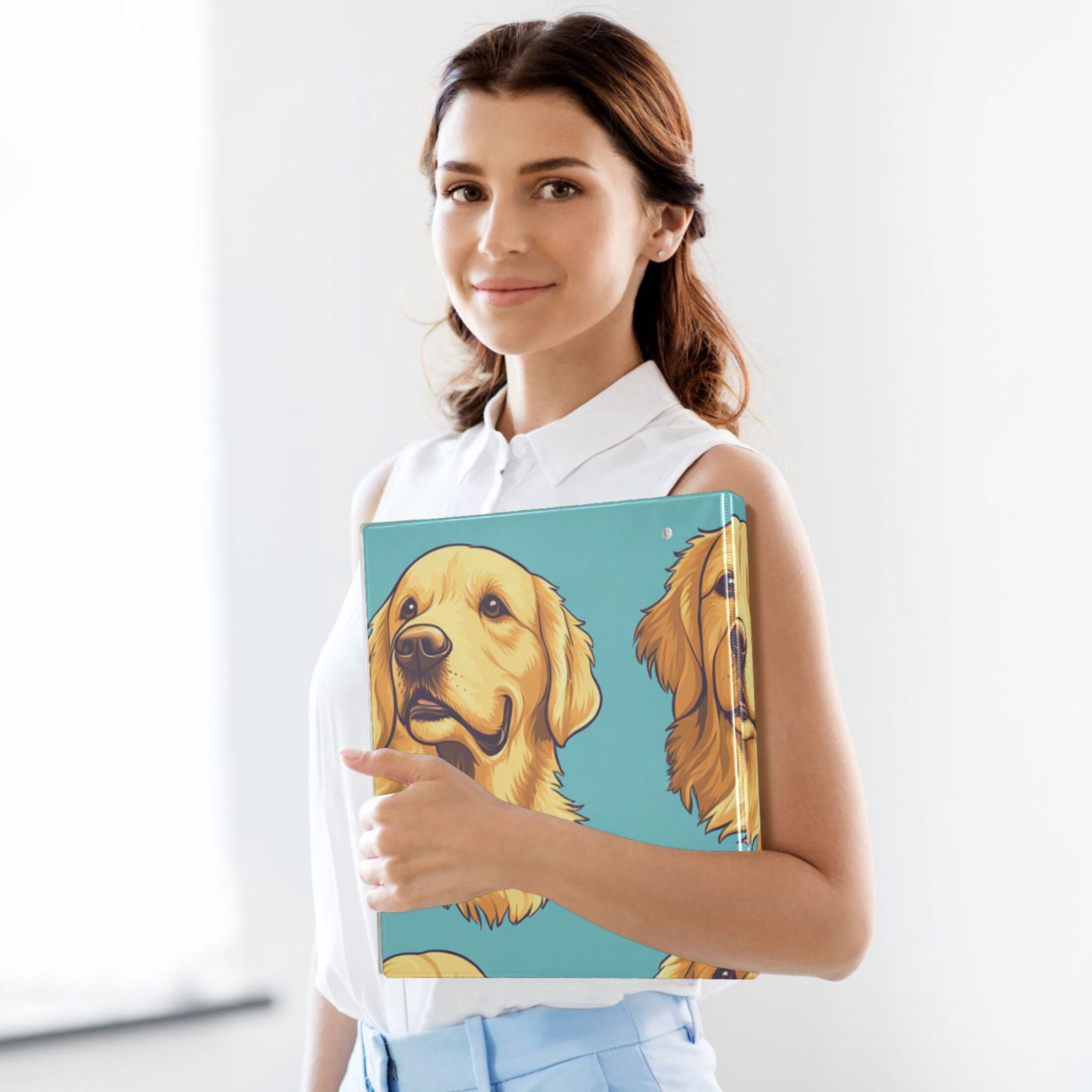 Golden Dogs 3 Ring Binders 1.5 inch Hardcover File Folders with Interior Pockets A4 Size Organizer for School Office Hospital Set of 2