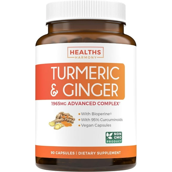 Healths Harmony Turmeric Curcumin & Ginger Joint Support Supplement with Black Pepper, 90 Capsules