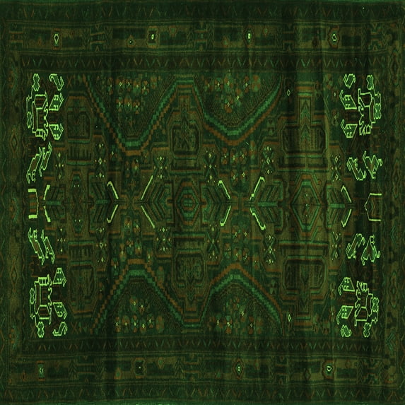 Ahgly Company Indoor Square Persian Green Traditional Area Rugs, 7' Square
