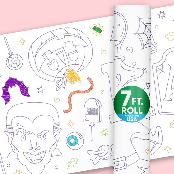 Big Dot of Happiness Jack-O'-Lantern Halloween Coloring Table Runner, 7ft Long Happy Halloween Party Craft & Activity Table Runner for Kids & Family, Giant Coloring Page - 1 Roll