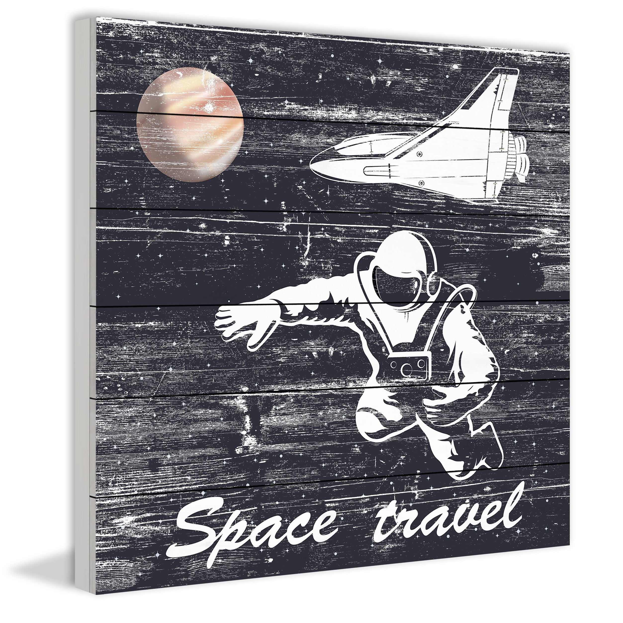 Space Travel I Painting Print on White Wood