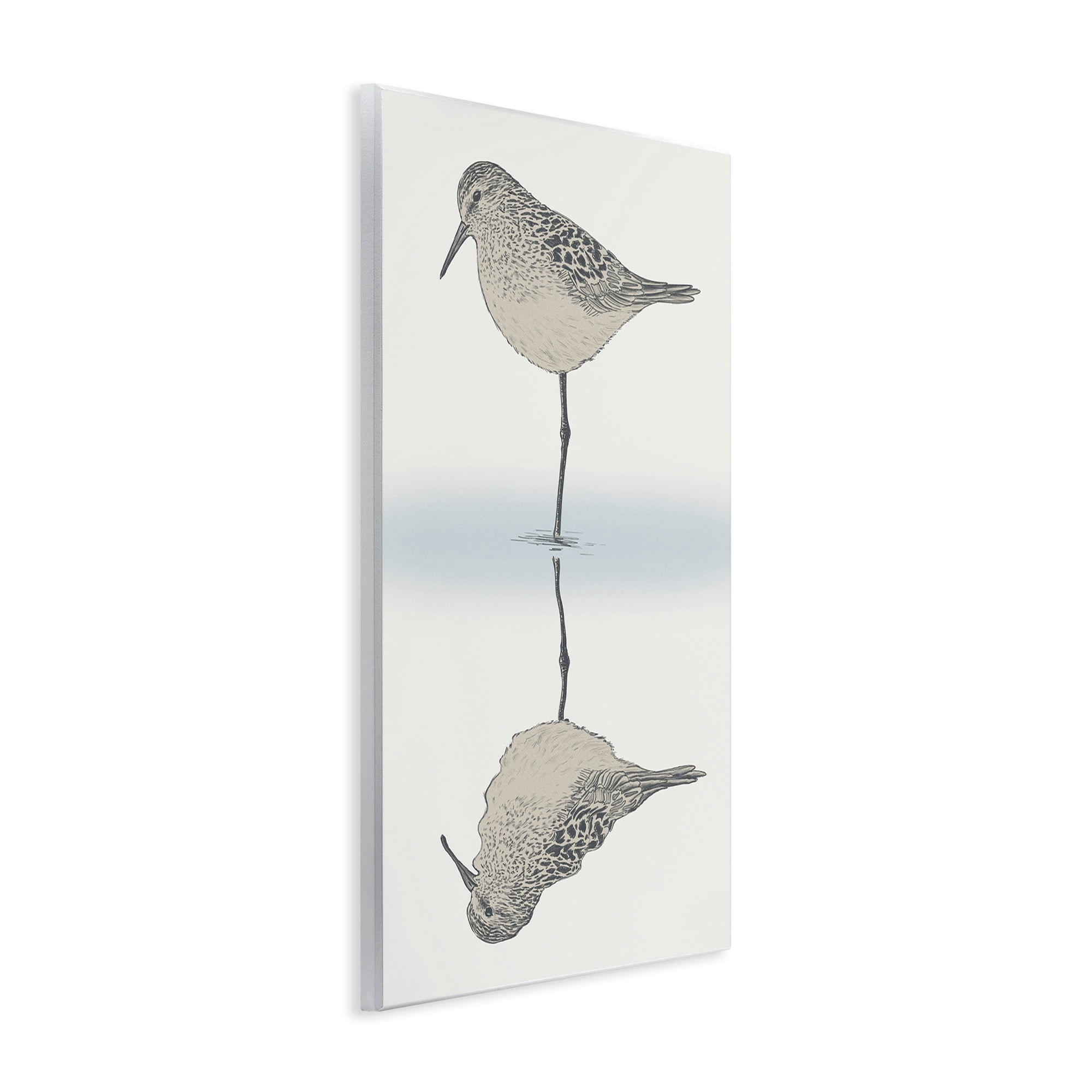 Stupell Industries Tranquil Sandpiper Bird Reflection Shallow Beach Shoreline Graphic Art Unframed Art Print Wall Art, Design by Ziwei Li