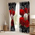 thumbnail image 4 of Homewish White Red Rose Black Out Curtains, Romantic Anniversary Flower Curtains Pack of 2 (42x63 Each), Bohemian Damask Print Bedroom Curtains, Black Out Curtains Room Decor, 4 of 6